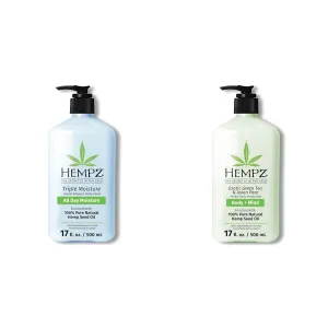 Hempz Body Lotion - Triple Moisture - Grapefruit and Sparkling Peach - Daily Moisturizing Cream & Body Lotion - Green Tea & Asian Pear Daily Moisturizing Cream, Shea Butter Body Moisturizer