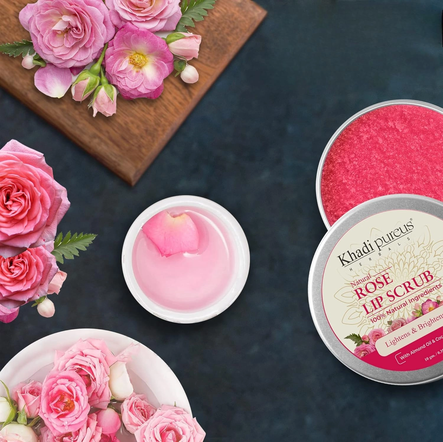 Herbals Madhuadhar Rose Lip Scrub For Lightening, Brightening | Natural Lip Brightening Scrub | Women & Men (10 Gm)