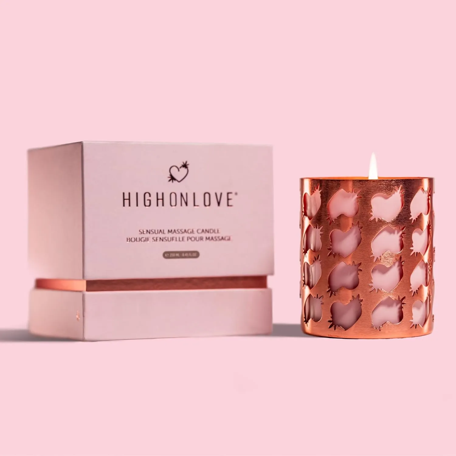 HIGHONLOVE Body Oil Candle - Luxurious, Soy Candle Made with Hemp Seed, Grape Seed, & Vitamin E Oil - Moisturizing Body Glow with a Non-Greasy, Glowy Finish (Rose Bud) (300ml)