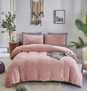 Houseri Velvet Pink Comforter Set Fluffy Light Bedding Sets King Blush Flannel Women Furry Dusty Sherpa Comforters Warm Fuzzy Blanket, King(90''*104''-Comforter)