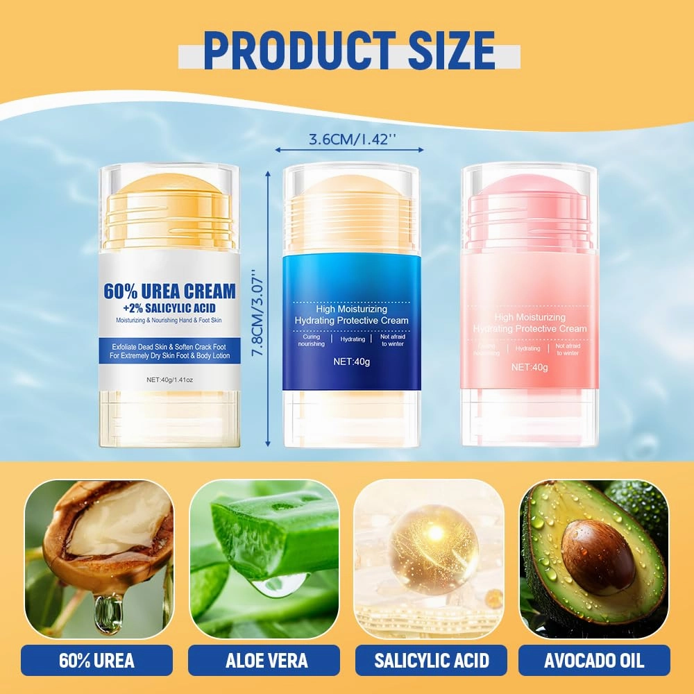 Hydrating and Anti-Cracking Foot Cream,Intensive Foot Repair Cream Hand Care Stick Beauty Heel Balm Stick,Callus Remover Anti-Cracking Formula Foot Lotion for Moisturizing Skin (A Set, 40g)