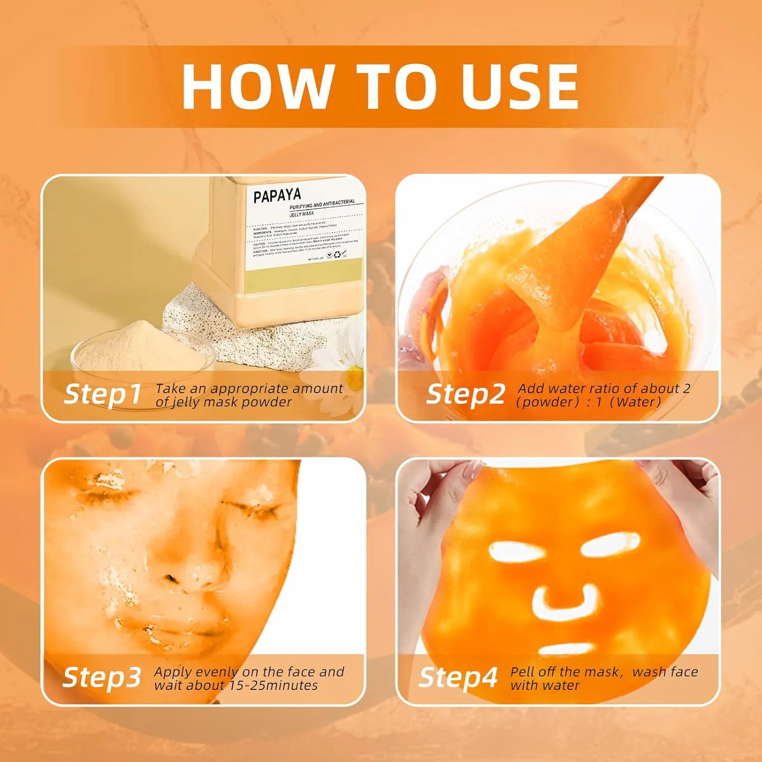 Hydro Jelly Masks for Women Home Spa,Hydrating & Moisturizing Peel-Off Rubber Gel Face Mask Skin Care,Professional Jelly Mask for All Skin Types 23 Fl Oz（ Papaya）
