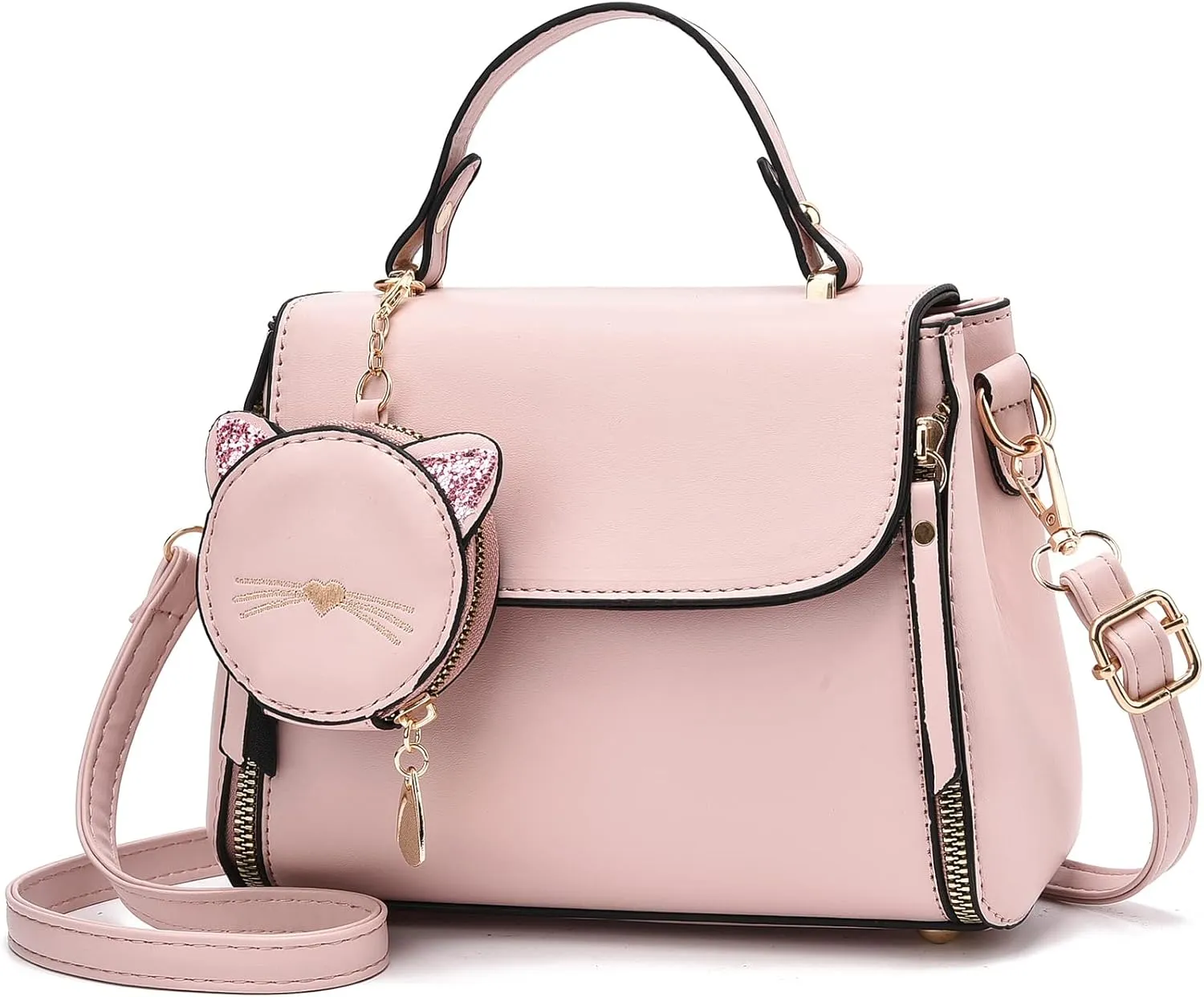 I IHAYNER Fashion Purses and Handbags for Women Top Handle Bag Girls Small Crossbody Shoulder Bag for Ladies with Kitty Purse