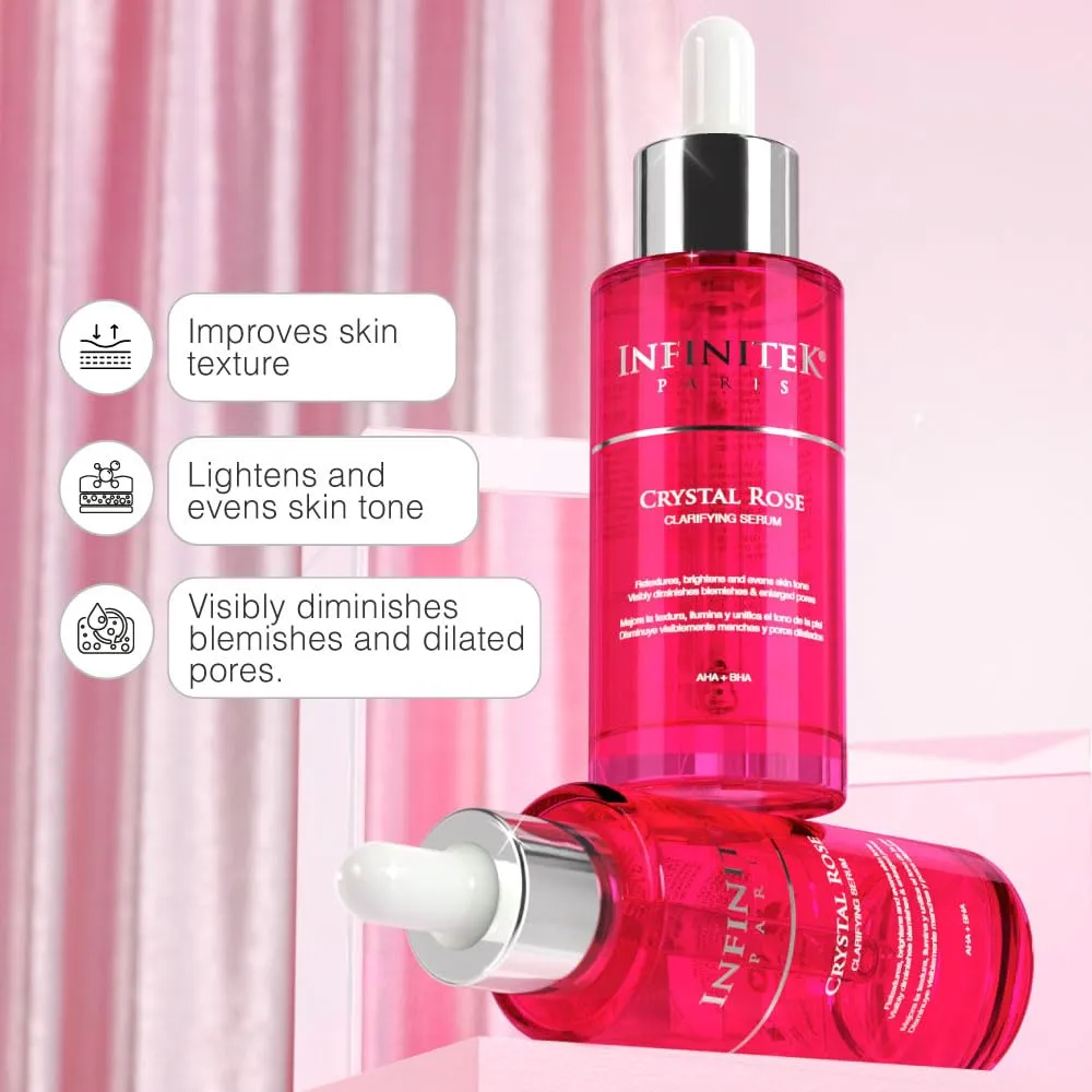 Infinitek Paris Crystal Rose Serum - Hydrating and Exfoliating Brightening Serum, Face Moisturizer and Skin Lightening, Moisturized Skin - Premium Facial Moisturizer 1 Fl Oz