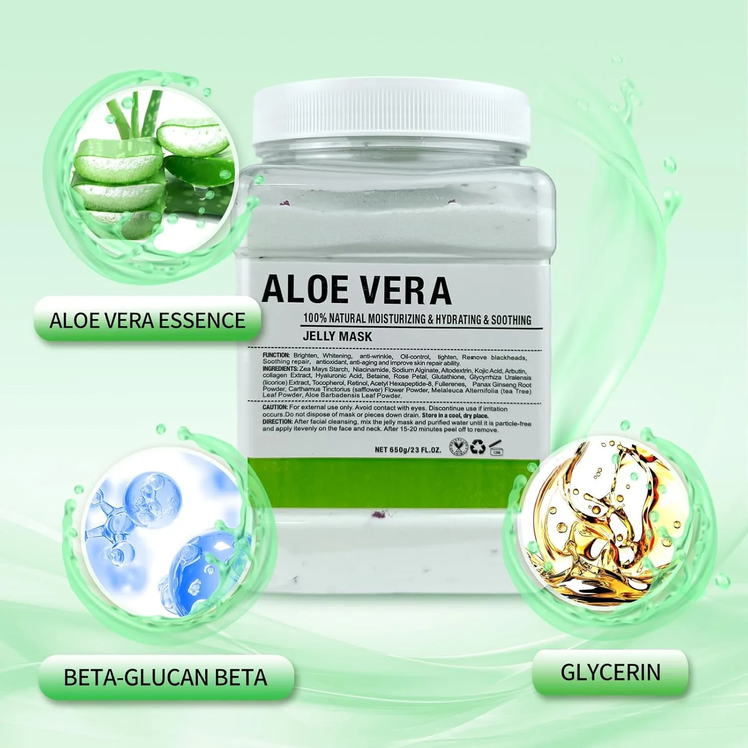 Jelly Mask for Facials Professional, Hydrating & Moisturizing Peel-Off Natural Gel Face Mask SkinCare, Professional Spa Use Jelly Face Masks, Deep Hydration & Glow 23 Fl Oz (Aloe Vera)
