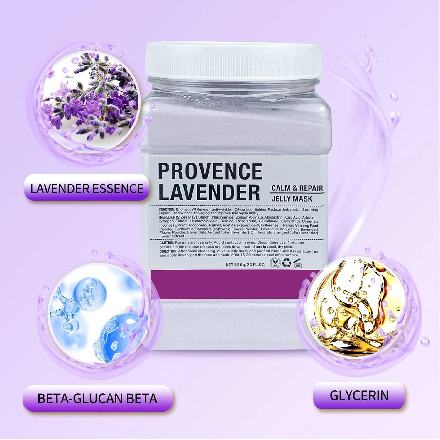 Jelly Mask for Facials Professional, Hydrating & Moisturizing Peel-Off Natural Gel Face Mask SkinCare, Professional Spa Use Jelly Face Masks, Deep Hydration & Glow 23 Fl Oz (Lavender)