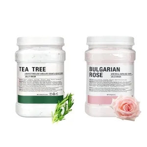 Jelly Mask Hydrating Deep Cleaning Detoxing Healing and Relaxing Premium Modeling Rubber For Facials Professional Set - 2 Treatments (Tea,Bulgarian Rose)