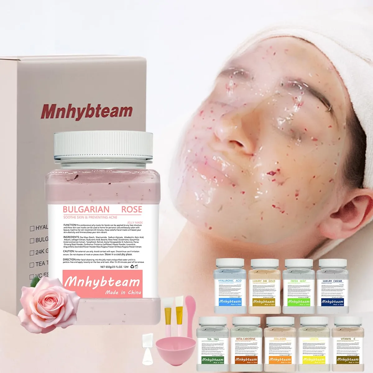 Jelly Masks For Facials Professional, hydrojelly Mask SkinCare Spa Face Mask Gel Powder Hydrating & Deeply Purifying hydrojelly Mask Spa Set, (Bulgarian Rose Pack of 1), 23 Fl Oz