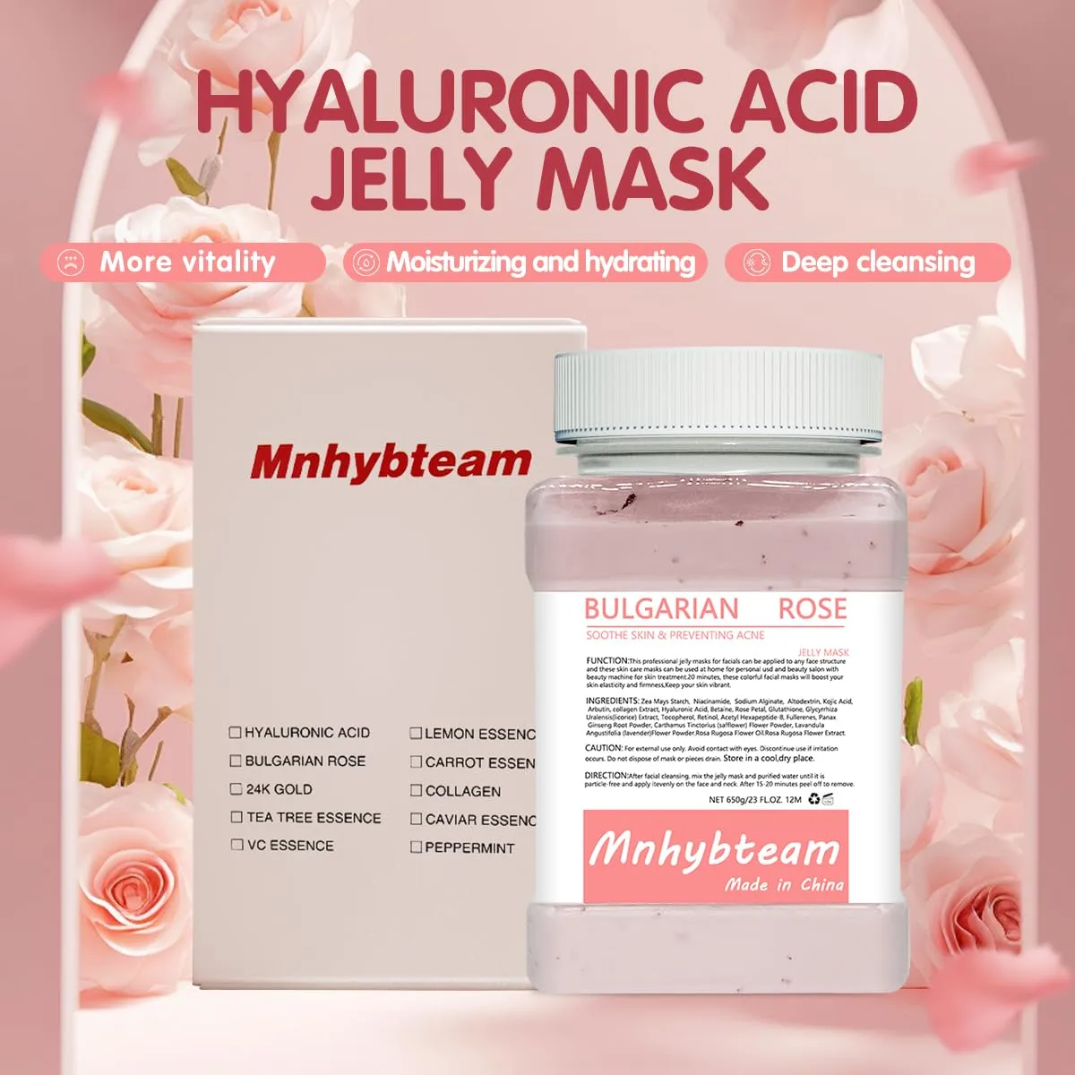 Jelly Masks For Facials Professional, hydrojelly Mask SkinCare Spa Face Mask Gel Powder Hydrating & Deeply Purifying hydrojelly Mask Spa Set, (Bulgarian Rose Pack of 1), 23 Fl Oz
