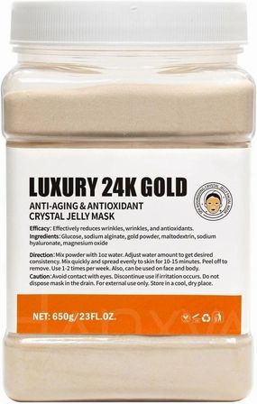 Jelly Face Mask Peel Off Powder 650g Moisturizing and Hydrating Repair and Smooth Skin Care for Home Salon Spa (24K Gold)
