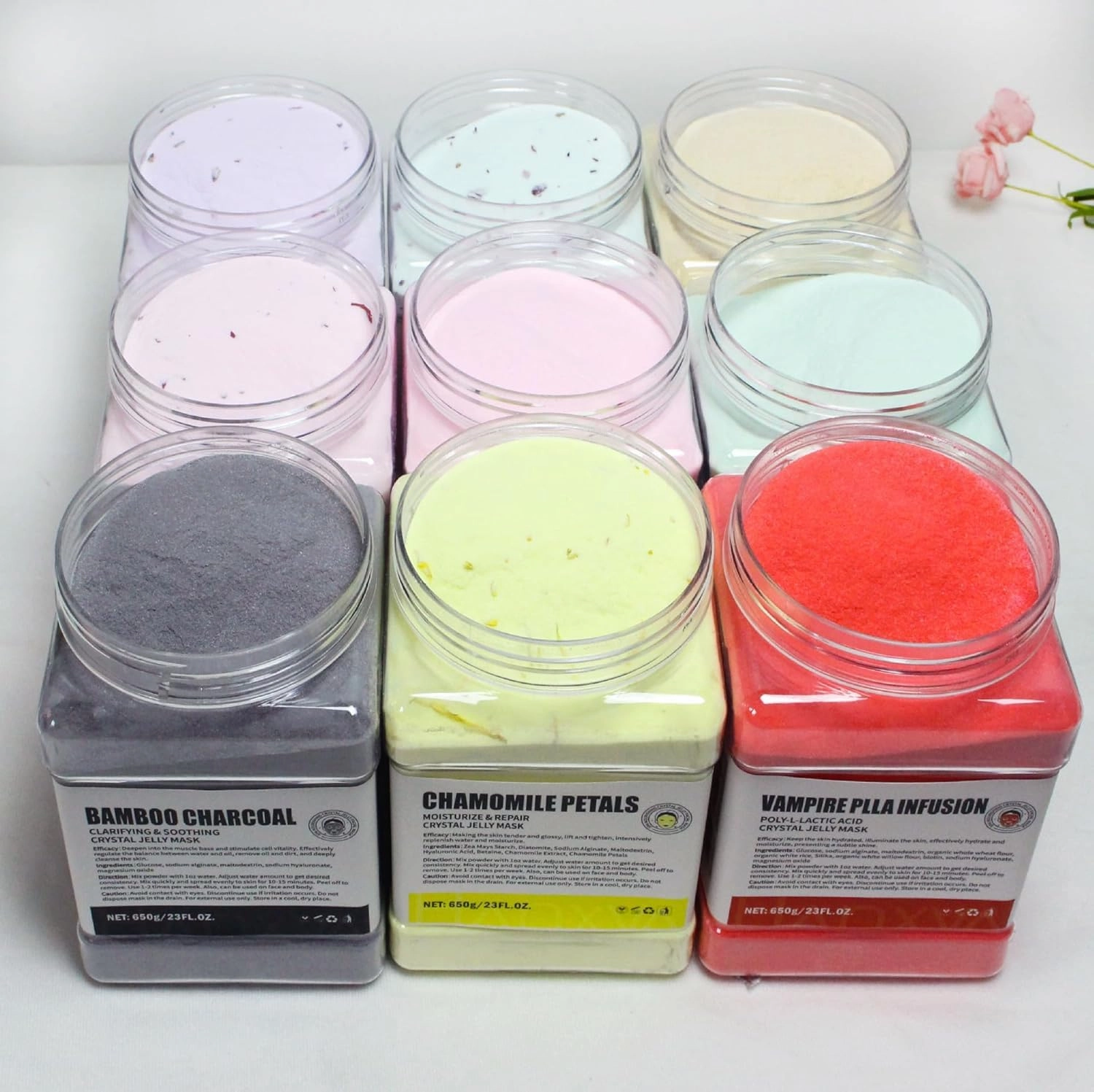 Jelly Face Mask Peel Off Powder 650g Moisturizing and Hydrating Repair and Smooth Skin Care for Home Salon Spa (Rose Hyaluronic Acid)