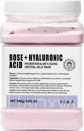 Jelly Face Mask Peel Off Powder 650g Moisturizing and Hydrating Repair and Smooth Skin Care for Home Salon Spa (Rose Hyaluronic Acid)