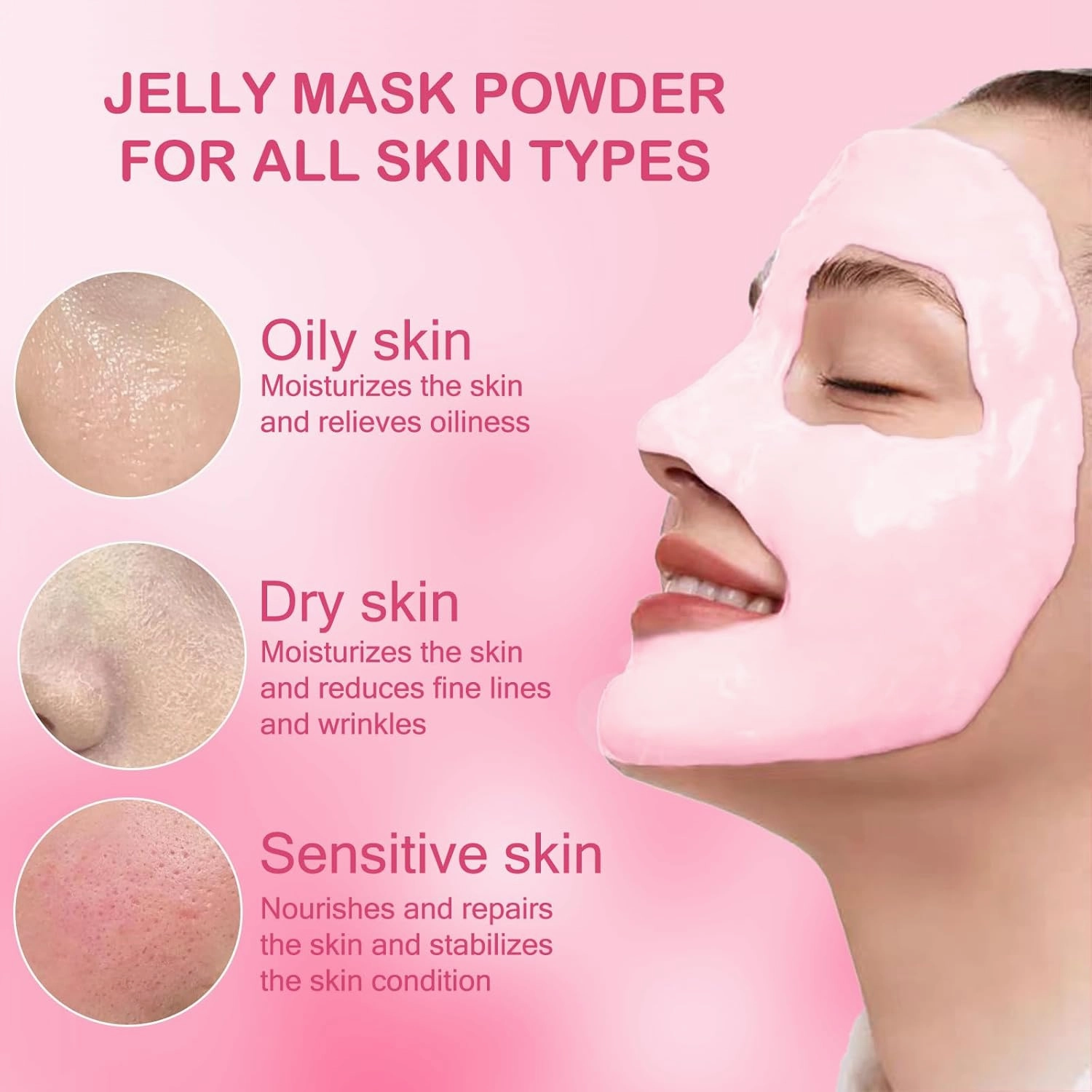 Jelly Mask for Facials Professional Natural Gel Face Masks, Hyaluronic acid Hydrating Rubber Mask Jar Face Mask SkinCare 23 Fl Oz (Rose)