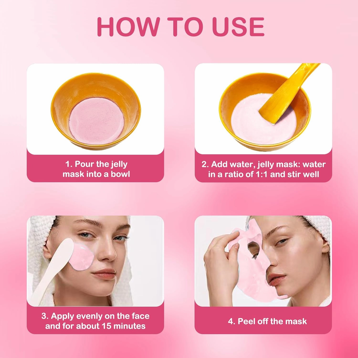 Jelly Mask for Facials Professional Natural Gel Face Masks, Hyaluronic acid Hydrating Rubber Mask Jar Face Mask SkinCare 23 Fl Oz (Rose)