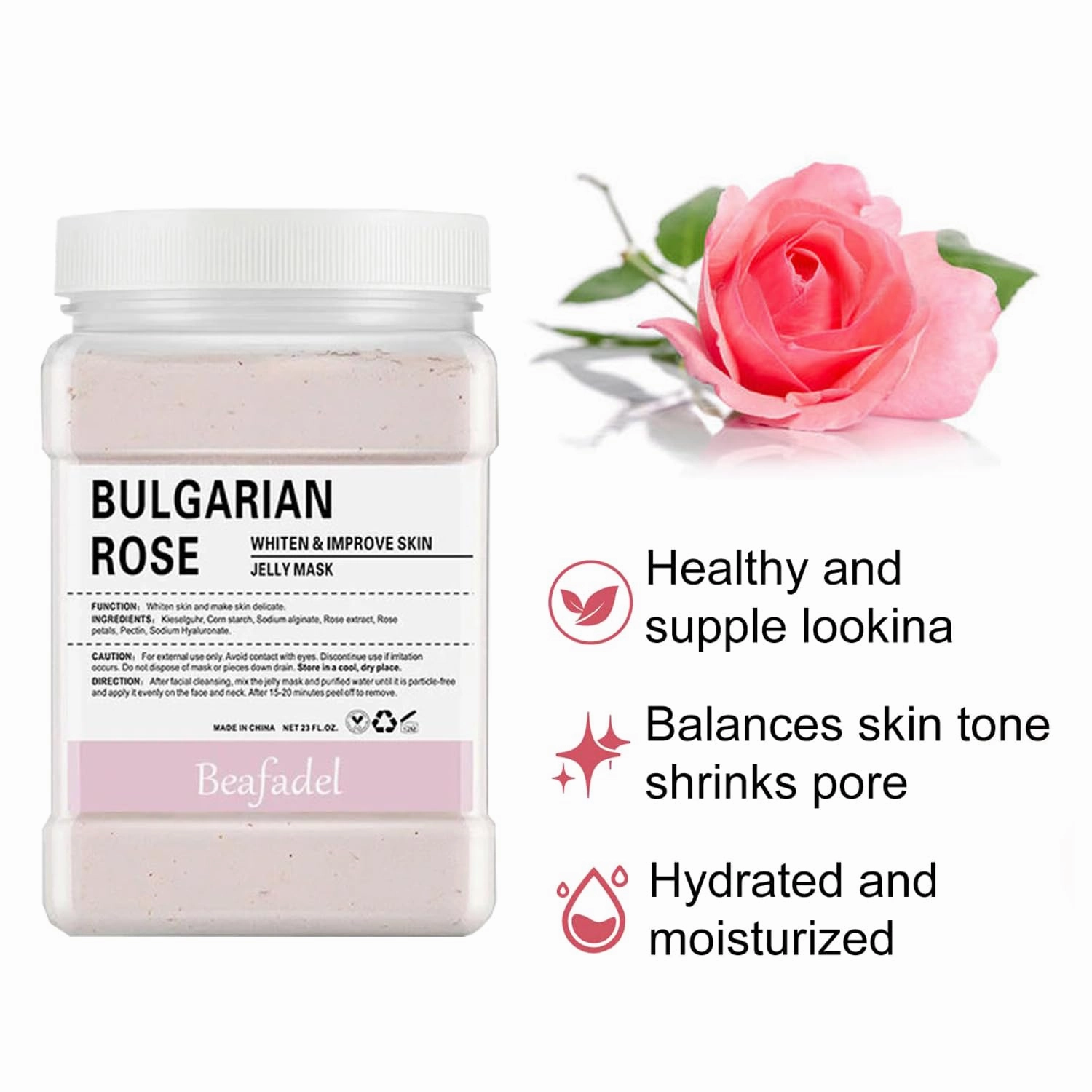 Jelly Mask Powder for Professional Facials Care,Hyalorunic Acid Moisturizing Hydro Face Peel Off Mask, Hydrating Gel Face Masks with Double-ended Silicone Brush, 23 Fl Oz (Bamboo Charcoal)