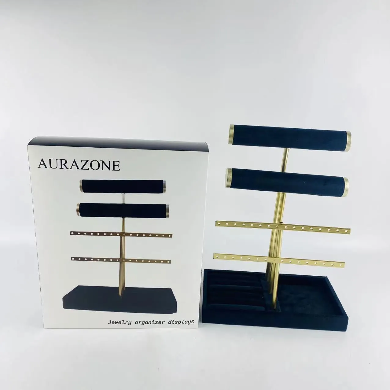 Jewelry organizer displays, 3 Tier Bracelet Holder Display - Detachable T Bar Black Velvet Bracelet Holder, Jewelry Holder Organizer for Bracelet, Necklace, Watches, Rings