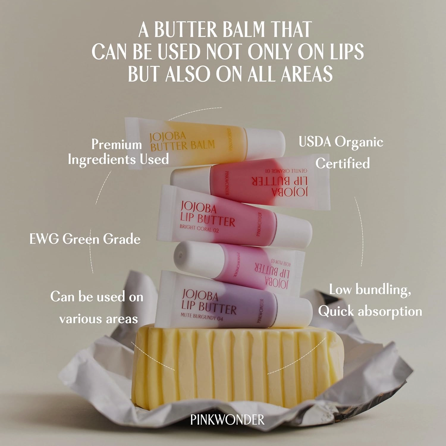 Jojoba Lip Butter (03 Rose Plum) | Hydrating Lip Balm with Organic Jojoba Oil | Non-Sticky Lip Gloss for Dark Lips | Korean Lip Balm