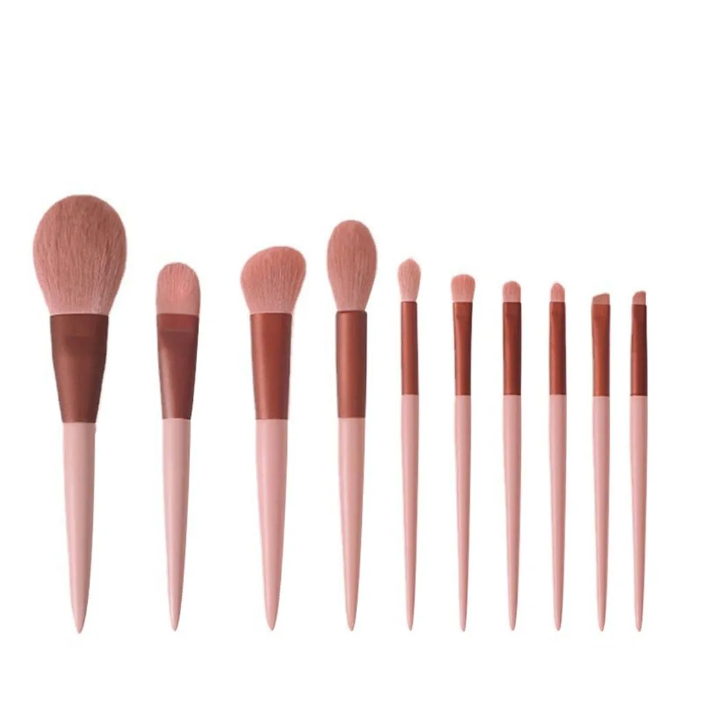 JSEIAJB Smokey Rose Set 10 Makeup Brushes Set Gift Dry Loose Powder Blush Eyeshadow Brushes Envelope Bag