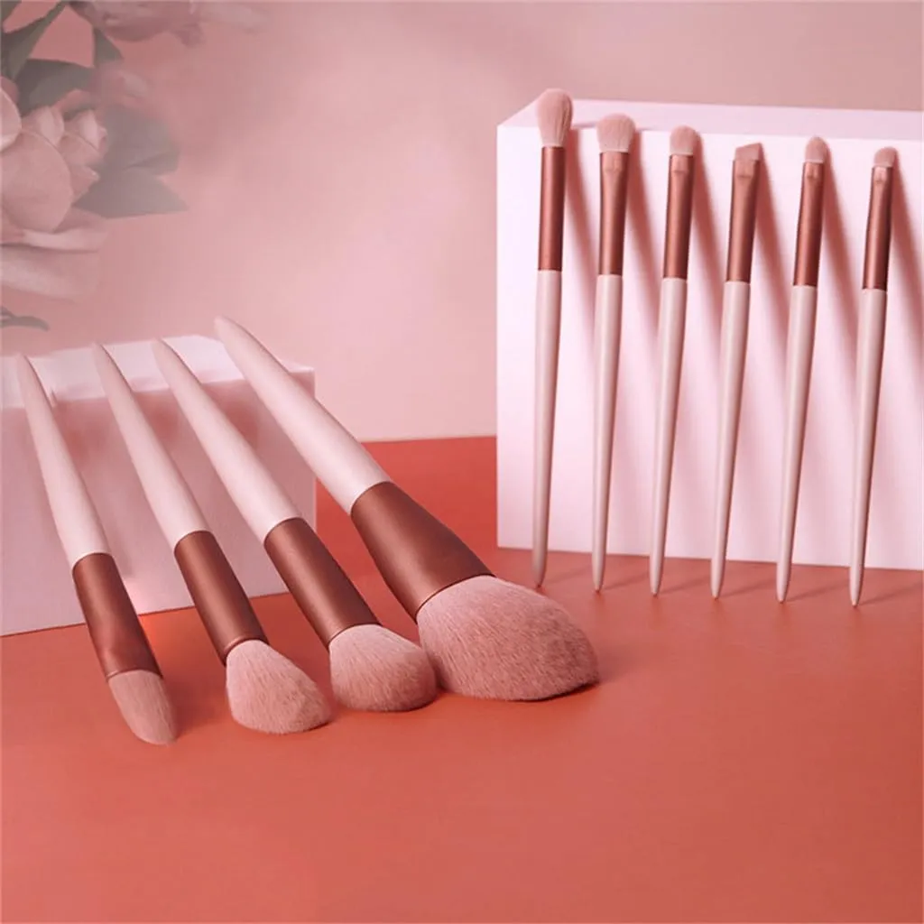 JSEIAJB Smokey Rose Set 10 Makeup Brushes Set Gift Dry Loose Powder Blush Eyeshadow Brushes Envelope Bag