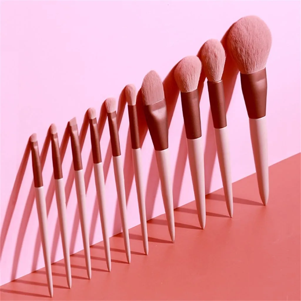 JSEIAJB Smokey Rose Set 10 Makeup Brushes Set Gift Dry Loose Powder Blush Eyeshadow Brushes Envelope Bag