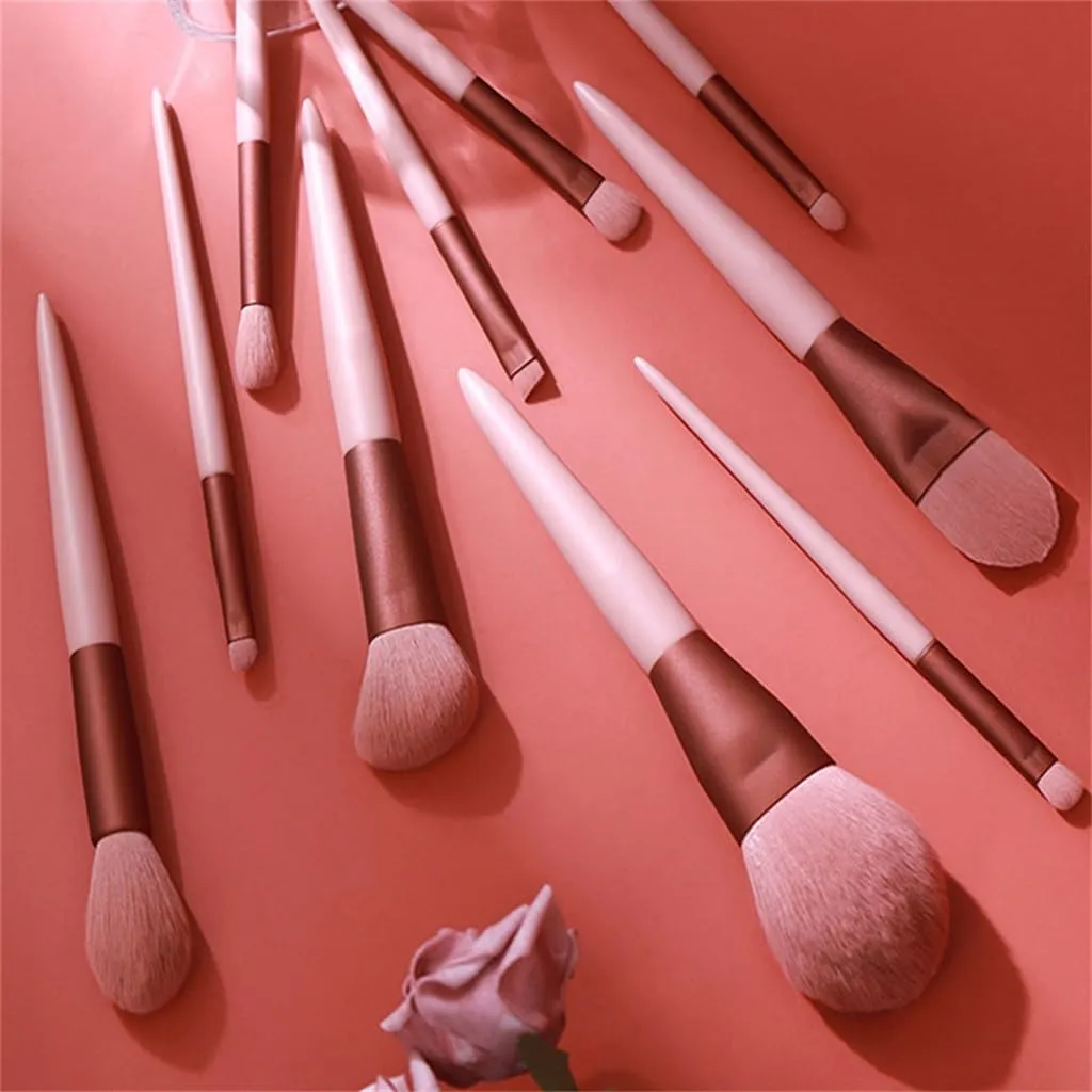 JSEIAJB Smokey Rose Set 10 Makeup Brushes Set Gift Dry Loose Powder Blush Eyeshadow Brushes Envelope Bag