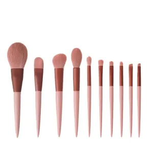 JSEIAJB Smokey Rose Set 10 Makeup Brushes Set Gift Dry Loose Powder Blush Eyeshadow Brushes Envelope Bag