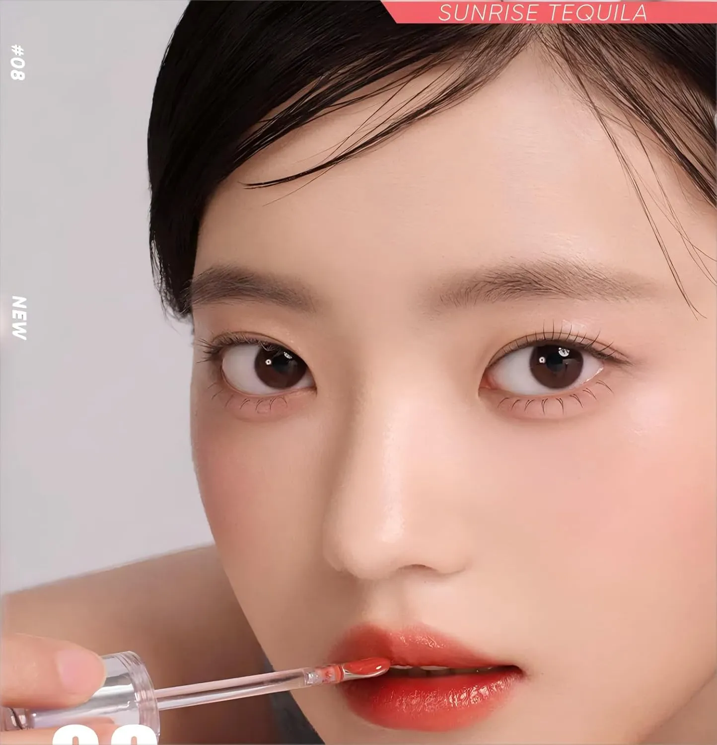 Judy Doll Ice Watery Lip Glossr Clear,Hydrating Lip Gloss,Moisturizing Nonstick Tinted Gloss Lip Oil (8 Sunrise Tequila, 2.4g)