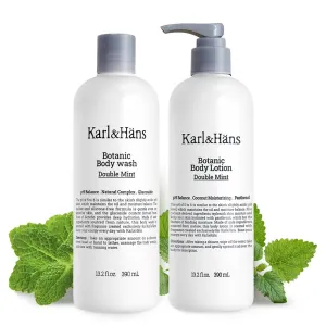 Karl&Hans Botanic Double Mint Vegan Body Wash & Body Lotion Organic for Men and Women