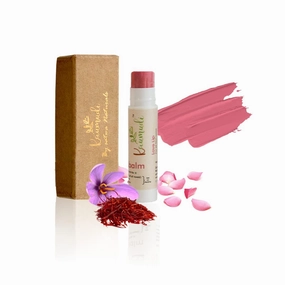 Kau.mudi Handmade 3-in-1 Lip Balm with Rose & Saffron Essential Oil – Lip Tint, Cheek Tint & Eye Shadow – Hydrating Formula for Dry & Chapped Lips (Love Lip)