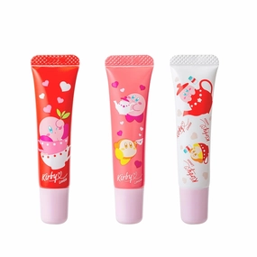 Kirby Lip Balm Set for Dry Lips, Lip Balm Tubes with Vitamin E & Tea Tree Leaf Extract, Hydrating Lip Gloss from Japan, 01 Green Tea   02 Peach Tea   Kirby Lip Gloss 03 Milk Tea, 0.24 Oz*3