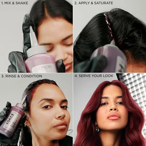 L’Oréal Paris Feria Multi-Faceted Shimmering Permanent Hair Color, High Intensity Hair Dye for 3X Highlights, 42 Burgundy Blush, 1 Hair Dye Kit
