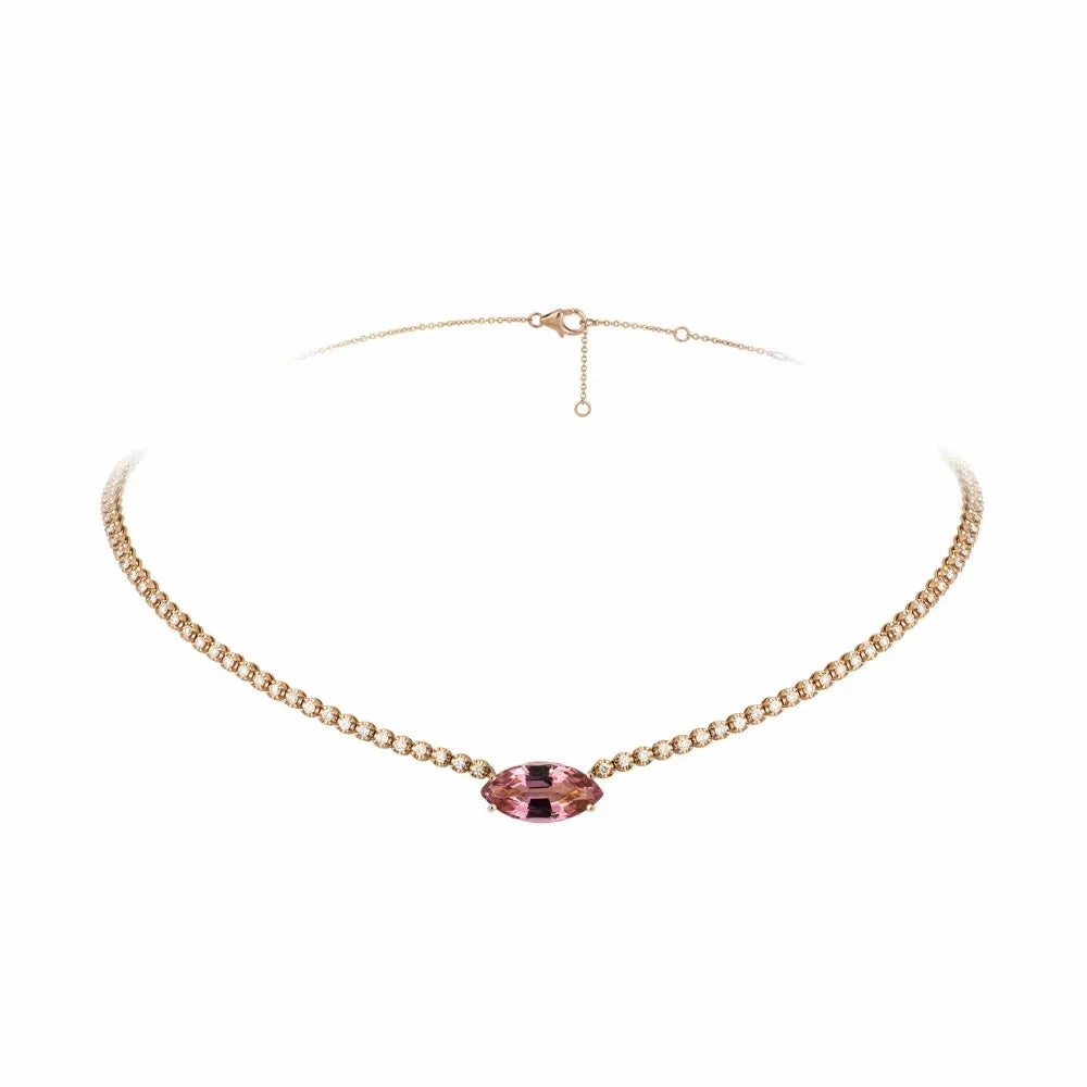 Lala Pink Tourmaline and Diamond Necklace