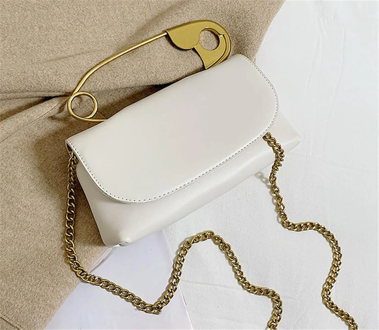 Leather Shoulder Bag for Women, Designer Flap Handbag with Chain, Crossbody Bag Purse Satchel Clutch