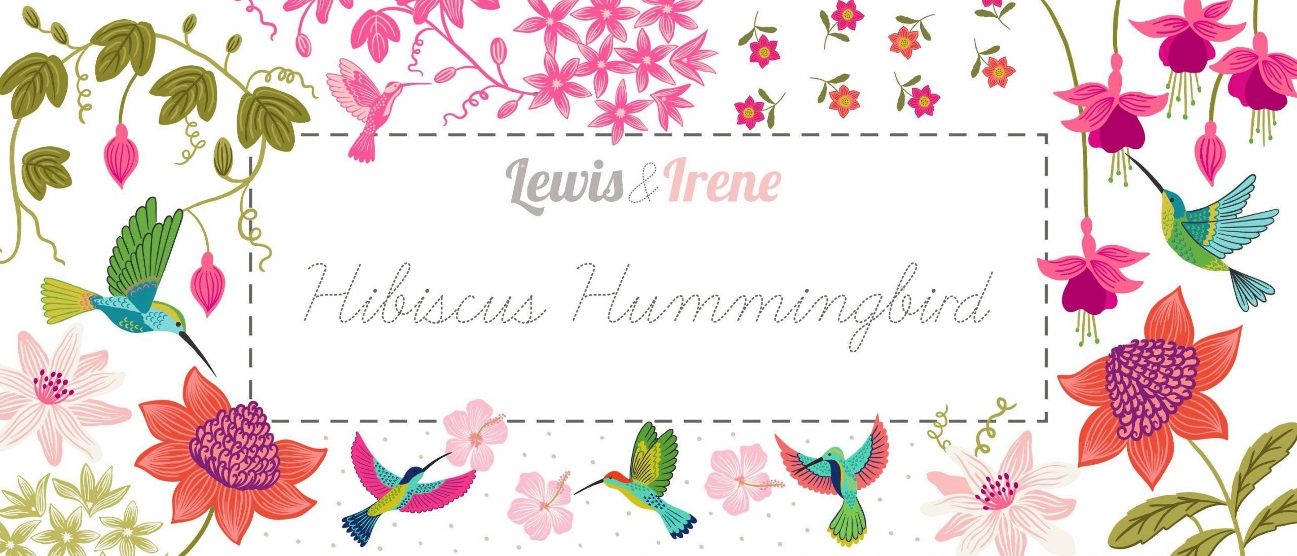 Lewis & Irene Hibiscus Hummingbird Fabric Collection Large Floral on Blush Pink A593.1