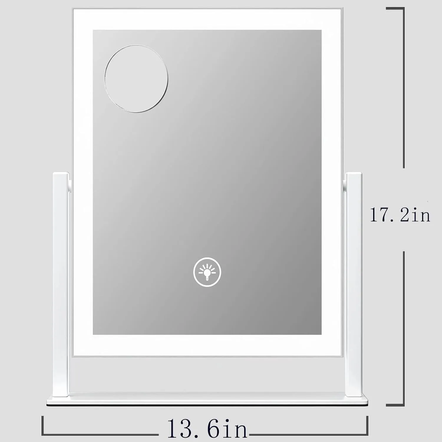 Lighted Makeup Mirror, 17.2"x13.6" Hollywood Vanity Mirror with Lights, Three Color Modes, Smart Touch Control, 360°Rotation,with 5X Magnifying Glass