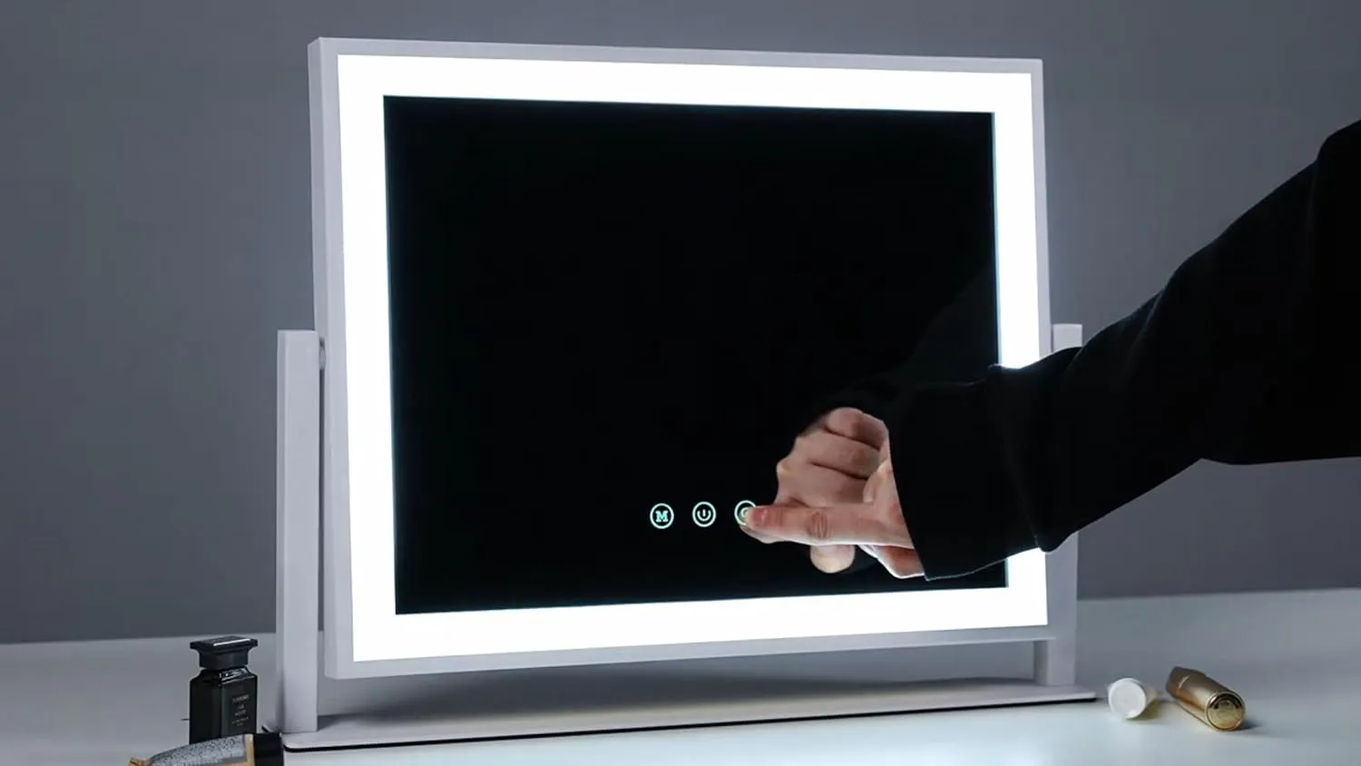 Lighted Makeup Mirror, 17.3"x13" Hollywood Vanity Mirror with Led Lights, Three Color Lighting Modes, and 5X Magnification Mirror, Smart Touch Control, 360°Rotation (White, Gift Box)