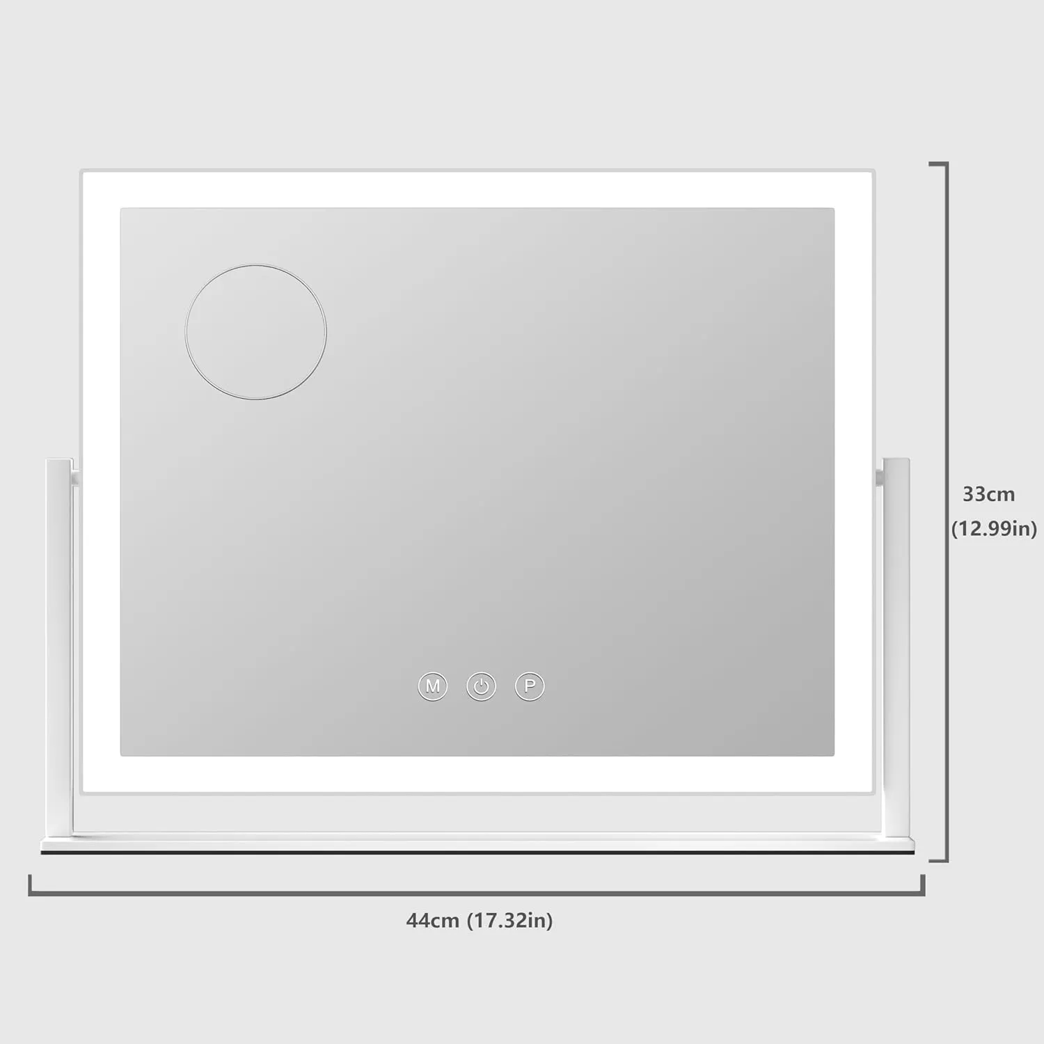 Lighted Makeup Mirror, 17.3"x13" Hollywood Vanity Mirror with Led Lights, Three Color Lighting Modes, and 5X Magnification Mirror, Smart Touch Control, 360°Rotation (White, Gift Box)