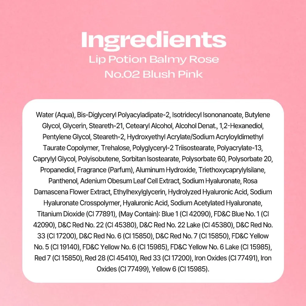Lip Potion Balmy Rose | Creamy, Hydrating, Rosy Lip Tint with a Subtle Glow | 0.3 Oz (No.2 Blush Pink)