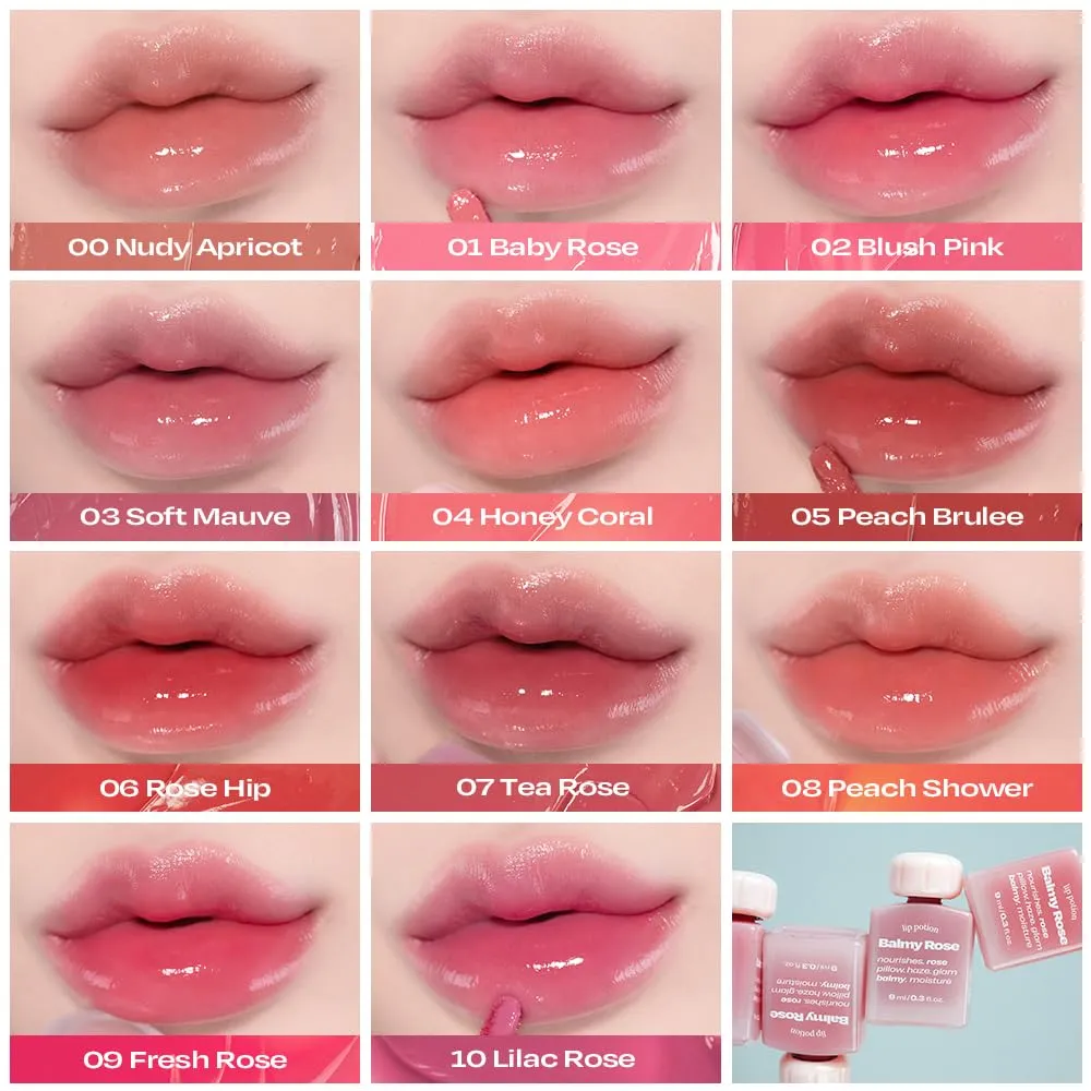 Lip Potion Balmy Rose | Creamy, Hydrating, Rosy Lip Tint with a Subtle Glow | 0.3 Oz (No.2 Blush Pink)
