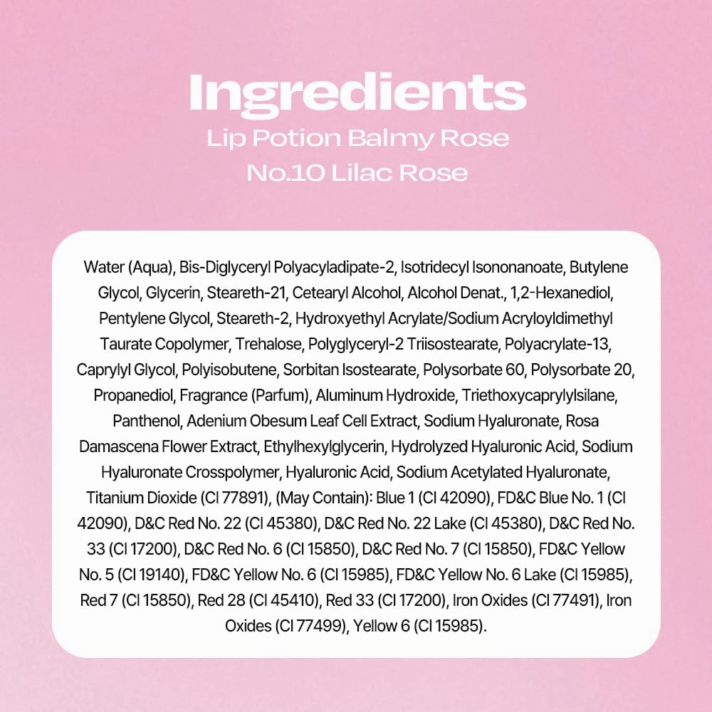 Lip Potion Balmy Rose | Creamy, Hydrating, Rosy Lip Tint with a Subtle Glow | 0.3 Oz (No.10 Lilac Rose)