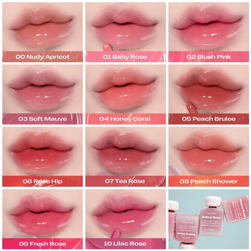 Lip Potion Balmy Rose | Creamy, Hydrating, Rosy Lip Tint with a Subtle Glow | 0.3 Oz (No.10 Lilac Rose)