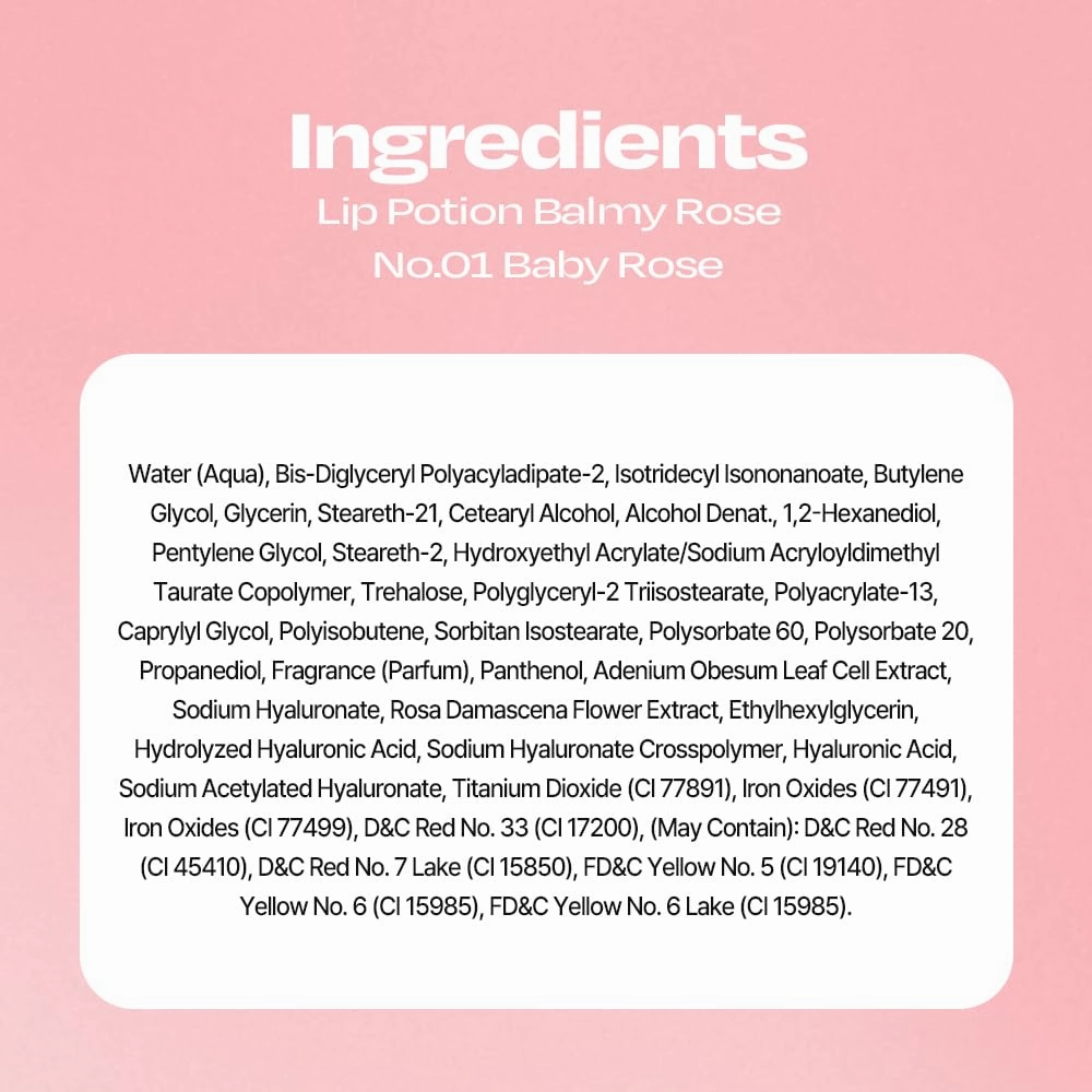 Lip Potion Balmy Rose | Creamy, Hydrating, Rosy Lip Tint with a Subtle Glow | 0.3 Oz (No.1 Baby Rose)
