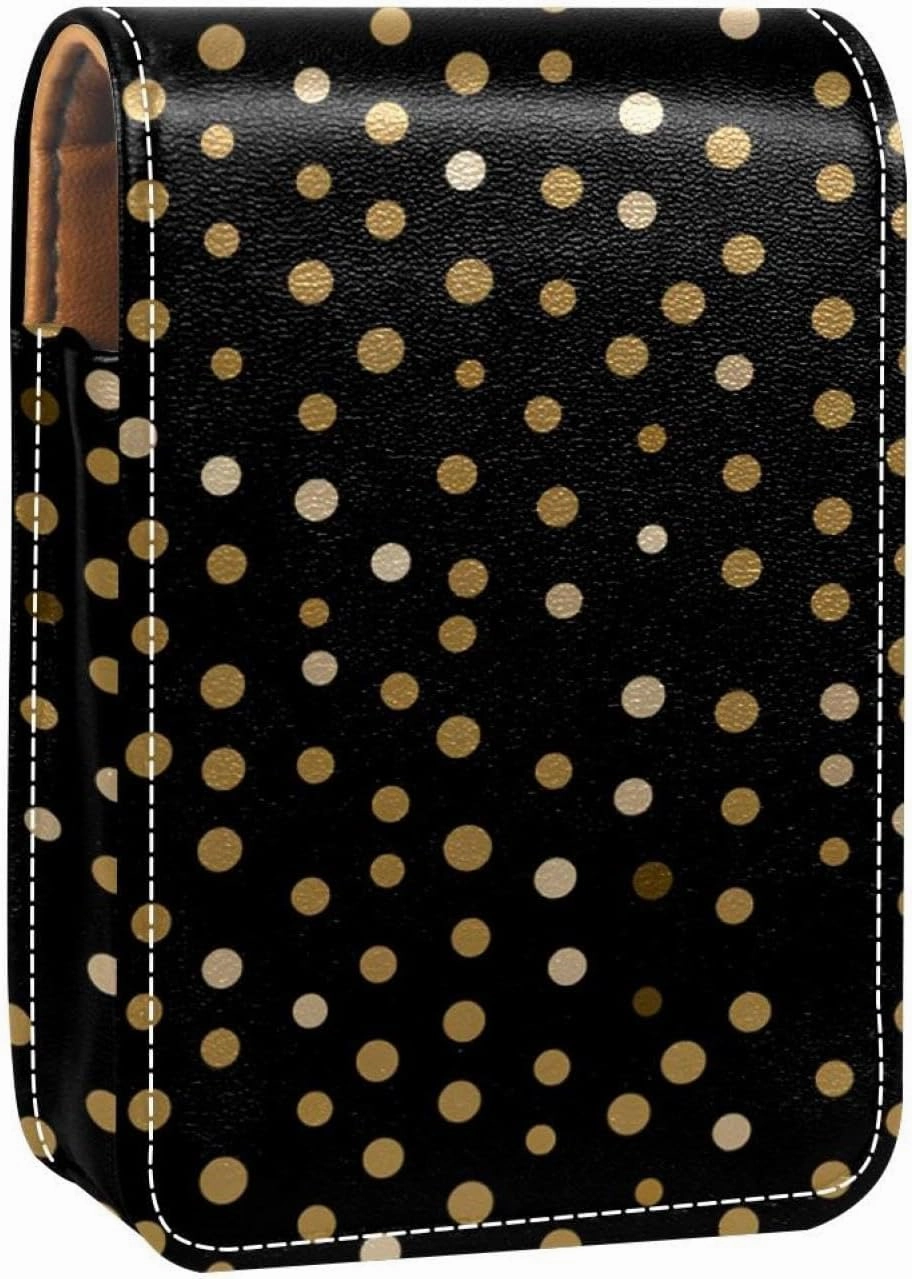 Lipstick Case,Portable Makeup Bag Cosmetic Pouch,Lipstick Holder Makeup Organizer,Black and Gold