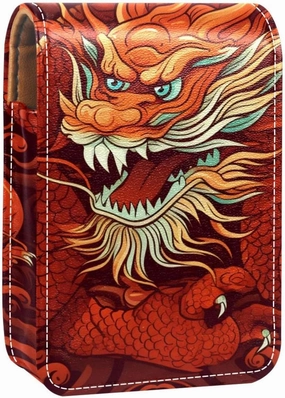 Lipstick Case,Portable Makeup Bag Cosmetic Pouch,Lipstick Holder Makeup Organizer,Chinese Gold Texture Dragons
