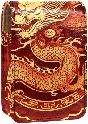 Lipstick Case,Portable Makeup Bag Cosmetic Pouch,Lipstick Holder Makeup Organizer,Chinese Gold Texture Dragons
