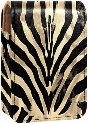 Lipstick Case,Portable Makeup Bag Cosmetic Pouch,Lipstick Holder Makeup Organizer,Classic Black Gold Zebra