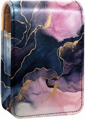 Lipstick Case,Portable Makeup Bag Cosmetic Pouch,Lipstick Holder Makeup Organizer,Watercolor Gray and Gold