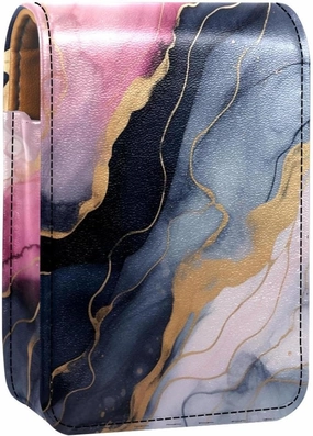 Lipstick Case,Portable Makeup Bag Cosmetic Pouch,Lipstick Holder Makeup Organizer,Watercolor Gray and Gold