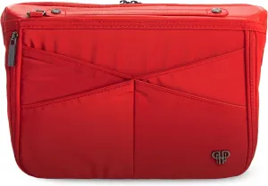 Littbag Handbag Organizer with Patented LED & Auto 60-sec Shutoff - Featured in Oprah's Favorite Things – Purse Organizer with 12 Compartments, Clear Pockets, Zippered Privacy Pocket & More (Red)