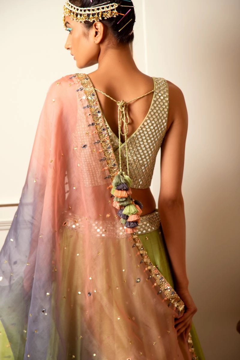 Loka chhayanat pistachio silk lehenga set